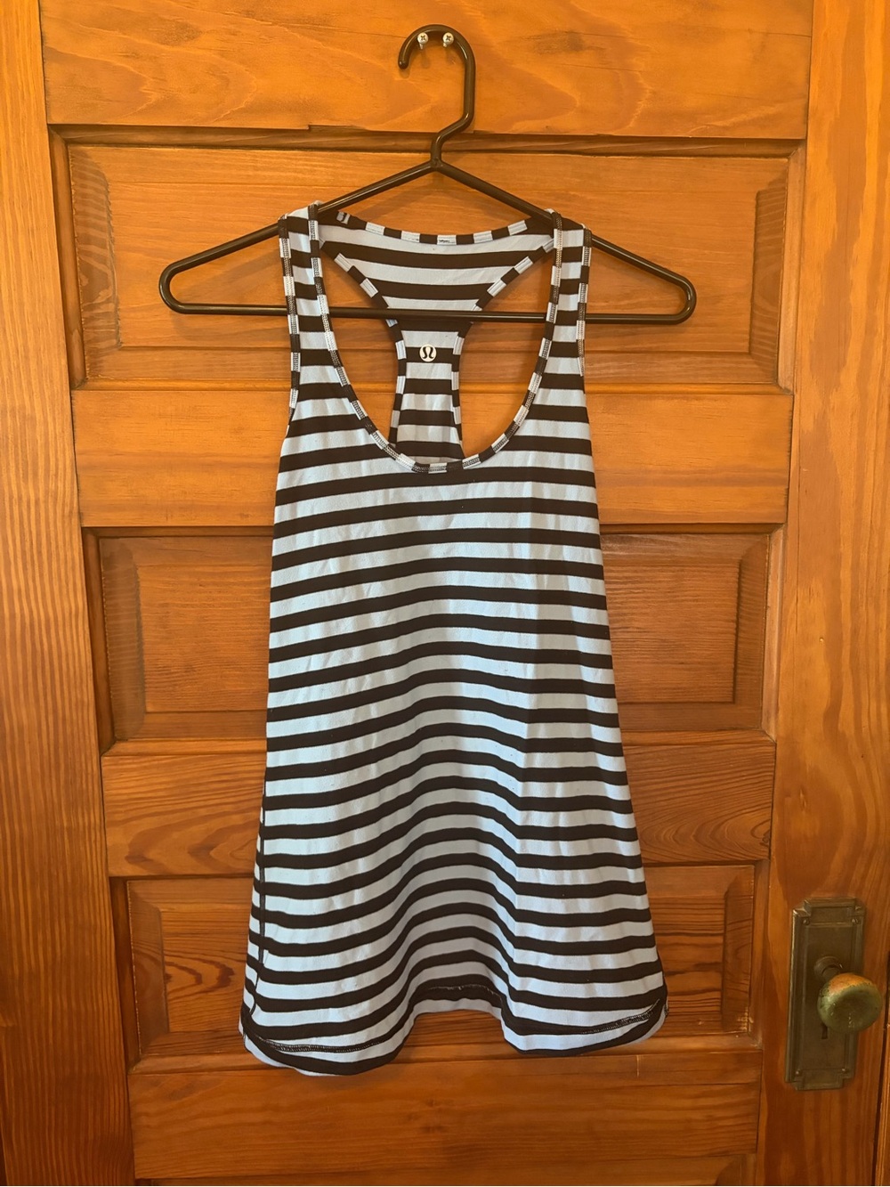 Lululemon Striped Racerback Tank Top - Black & Light Blue size women’s M NWOT